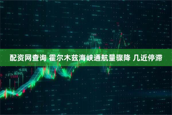 配资网查询 霍尔木兹海峡通航量骤降 几近停滞